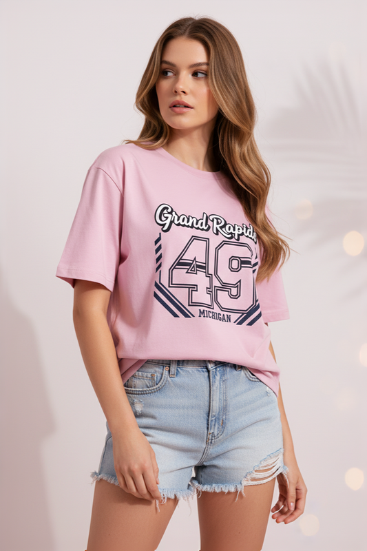 Grand Rapids 49 Oversized Graphic T-Shirt - Women's Pink