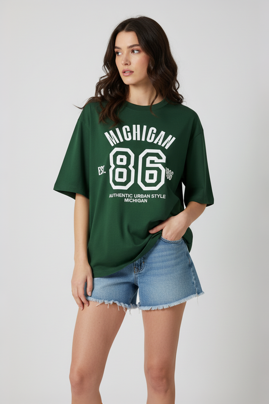 Vintage Michigan '86 Oversized T-Shirt for Women - Streetwear Tee