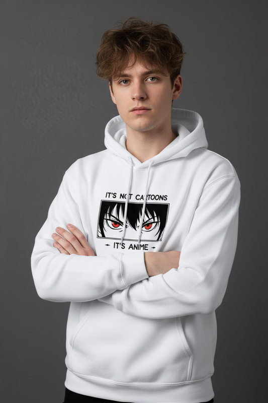 "It’s Not Cartoons, It’s Anime” Men’s Hoodie – Streetwear for Otaku Fans