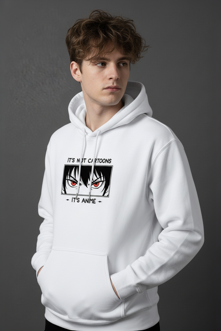 "It’s Not Cartoons, It’s Anime” Men’s Hoodie – Streetwear for Otaku Fans