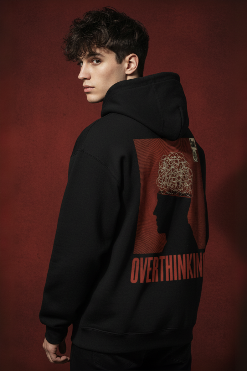 The Spike Store "Overthinking" Hoodie | Mental Health Graphic | Black Streetwear Hoodie