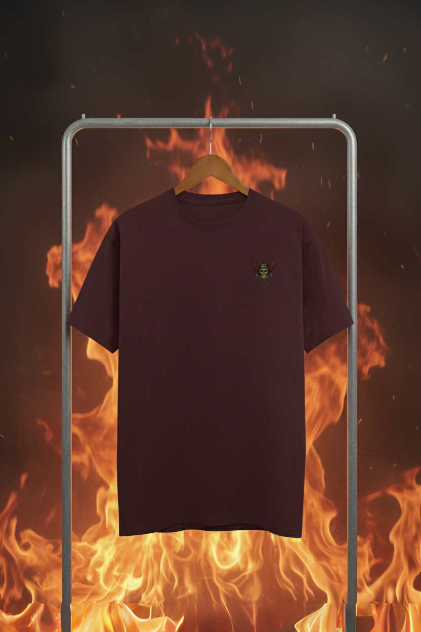 Regular Fit Men’s T-Shirt with Skull Embroidery Design – Streetwear Style