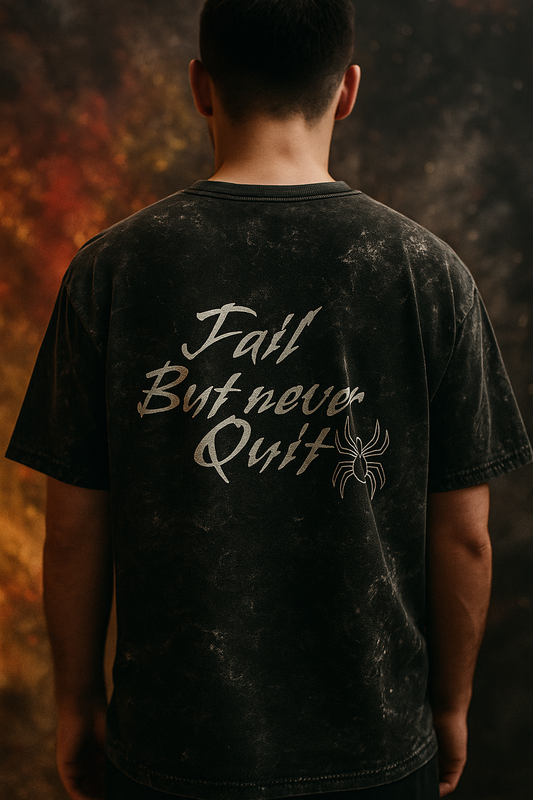 Men's Acid Washed Oversized Tee: Fail but never Quit