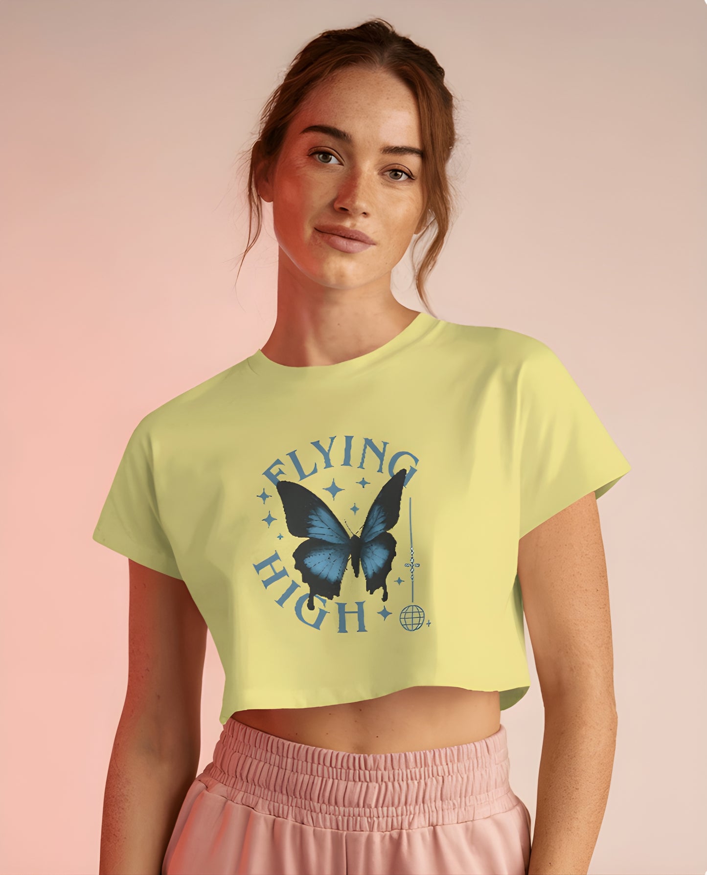 Flying High Butterfly Graphic Crop Top