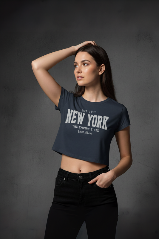 Empire Vibe Women’s Crop Top – Vintage New York Graphic Design