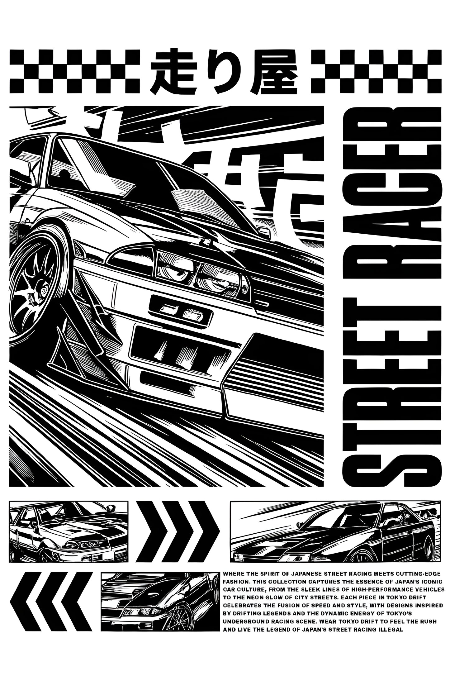 Tokyo Velocity™ Men’s Street Racer Graphic Hoodie – Japanese Drift Inspired Design