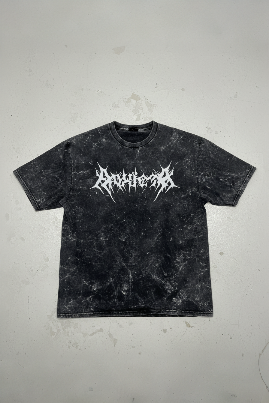 Black Acid Wash Oversized Slayer Graphic T-Shirt for Men
