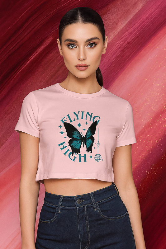 Flying High Butterfly Graphic Crop Top