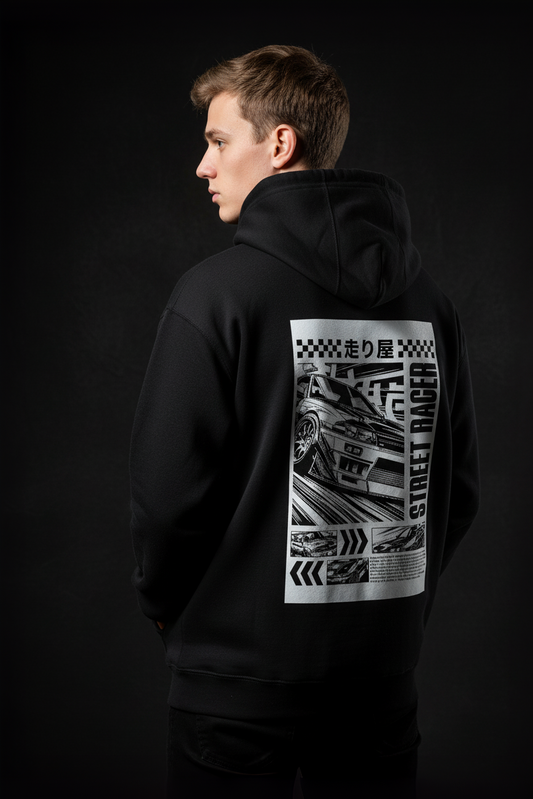 Tokyo Velocity™ Men’s Street Racer Graphic Hoodie – Japanese Drift Inspired Design
